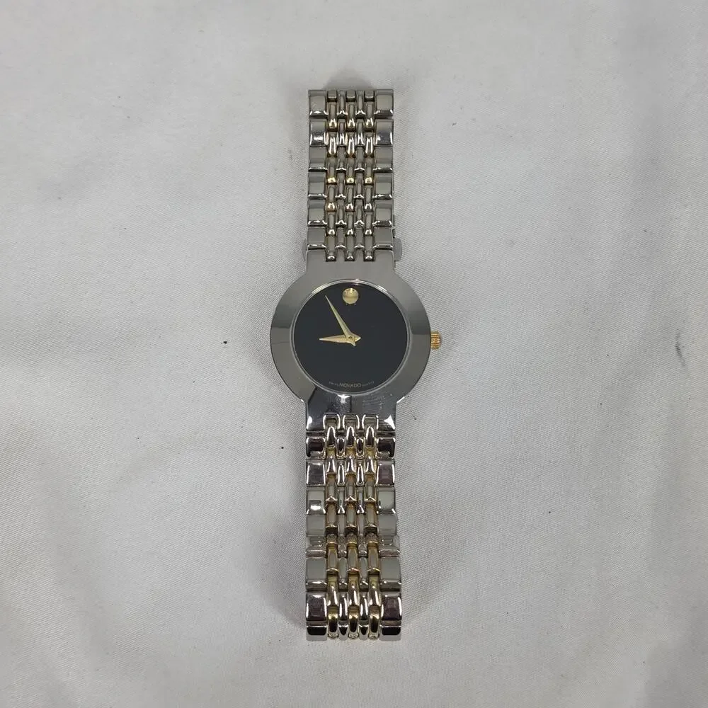 MOVADO MUSEUM TWO‑TONE QUARTZ WATCH – VINTAGE 90'S – 34MM – SAPPHIRE CRYSTAL - Picture 8 of 13
